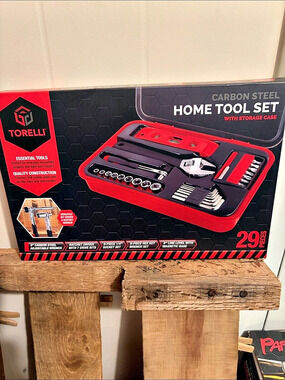 TORELLI Carbon Steel Home Tool Set 29-Piece Black & Red